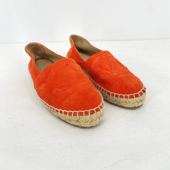 Chanel CC Espadrilles Orange Suede Womens Size Eu 35 US 5 - Picture 2 of 8